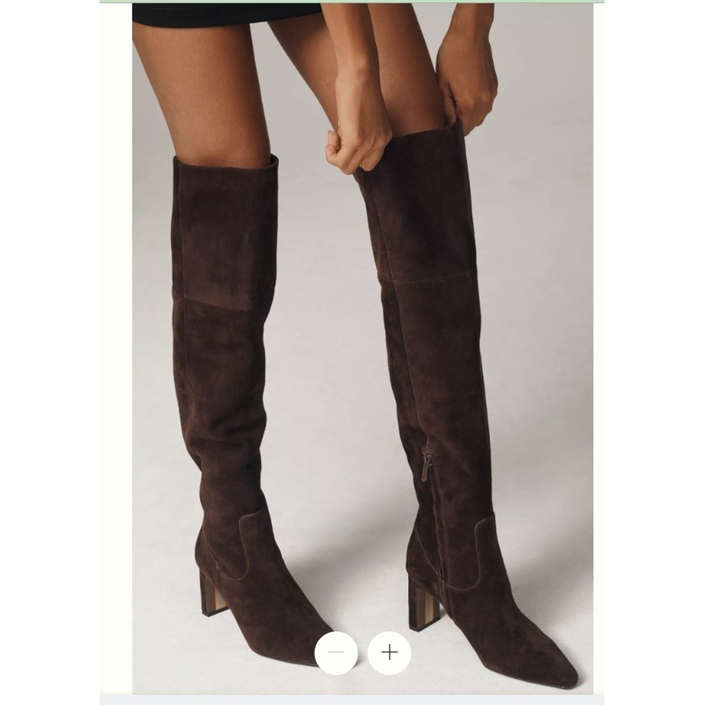 Sam Edelman Shea Boots Anthropologie Brown Suede Over The Knee Womens 8 NEW
